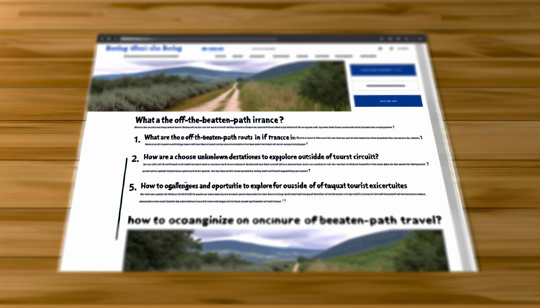 Off the beaten track destinations