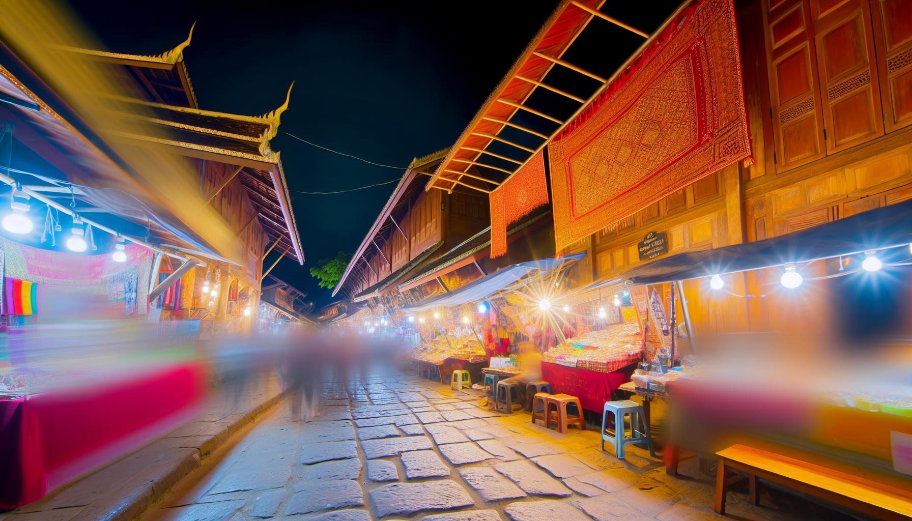 Streets illuminated by souks at night