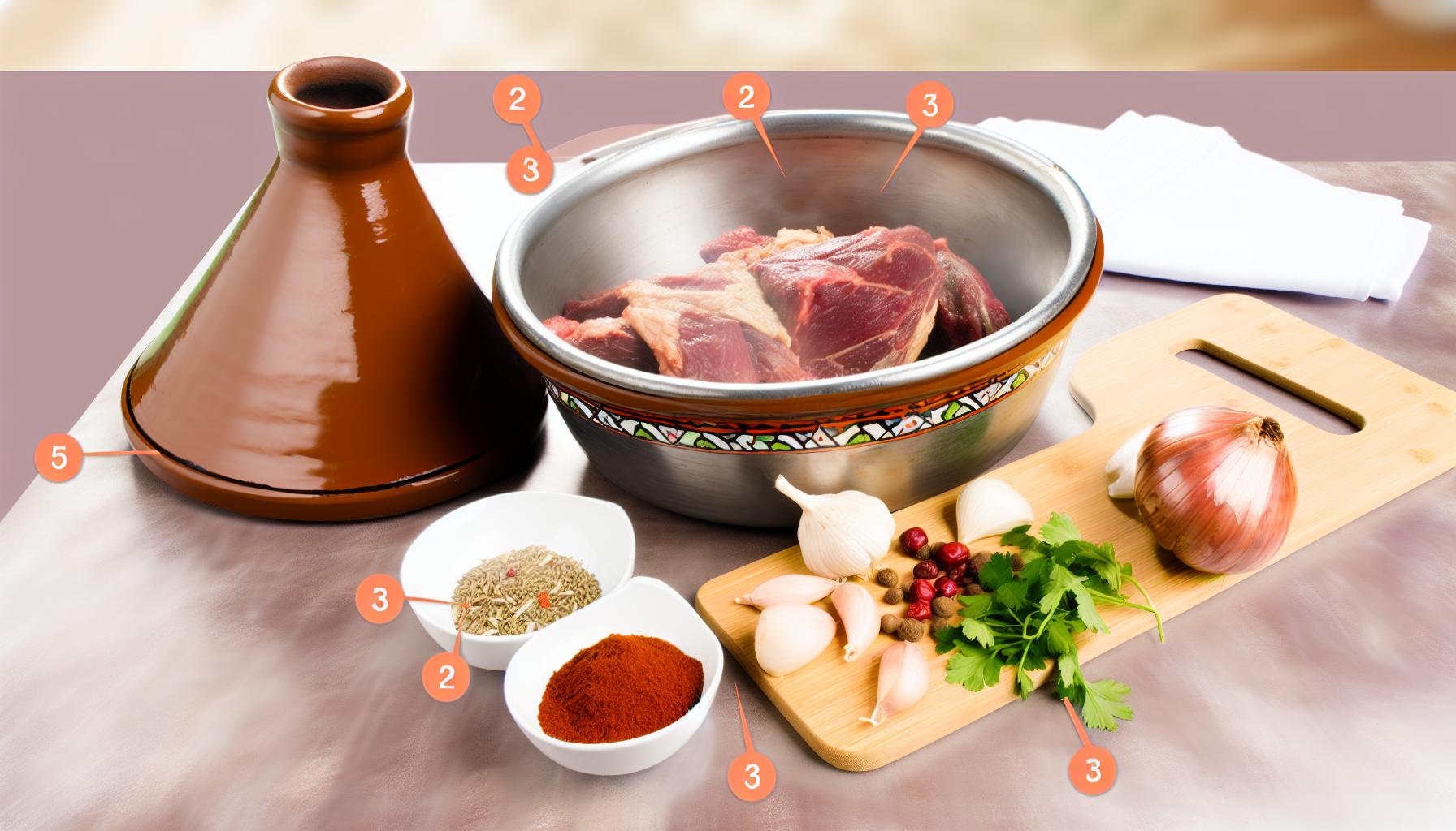 Préparation de la viande pour tajine