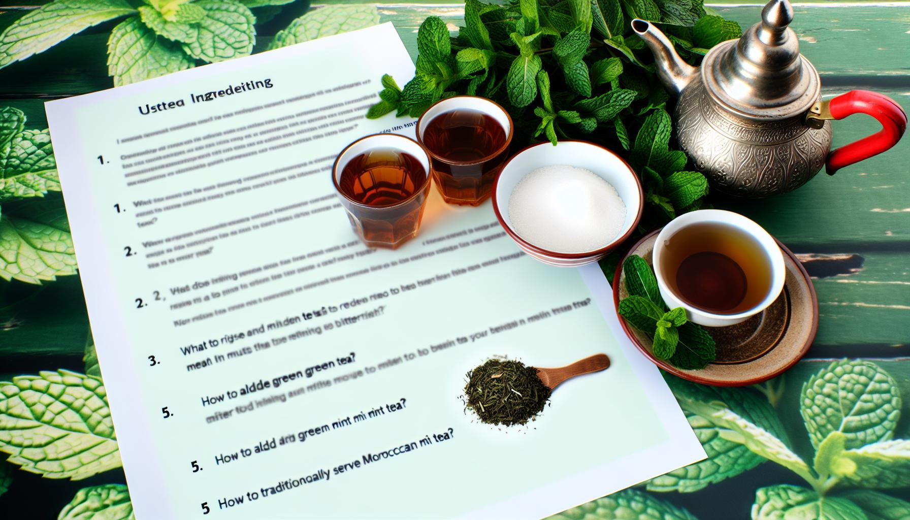 Service traditionnel du thé à la menthe marocain