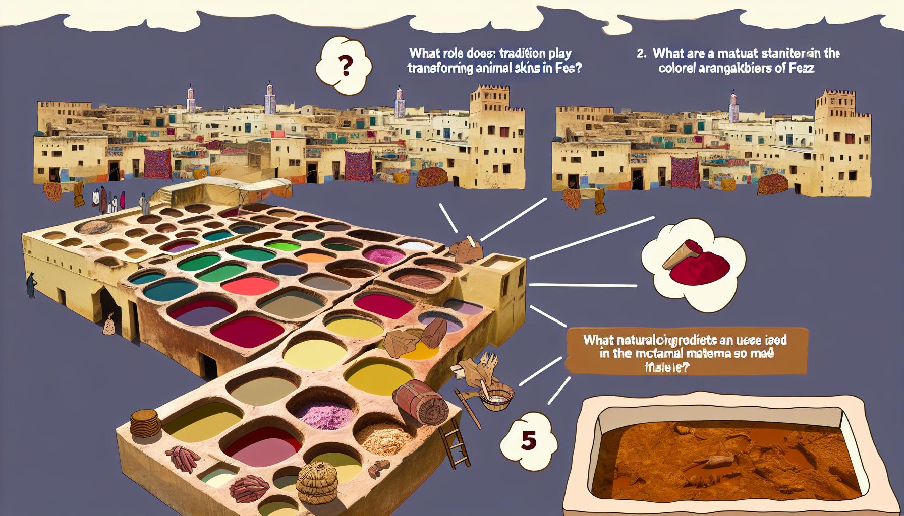 Cuves colorées des tanneries de Fès