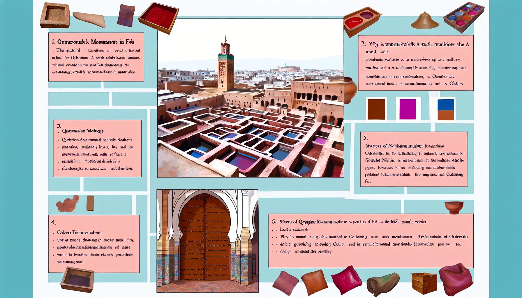 Mosquée Quaraouiyine et Tanneries de cuir à Fès