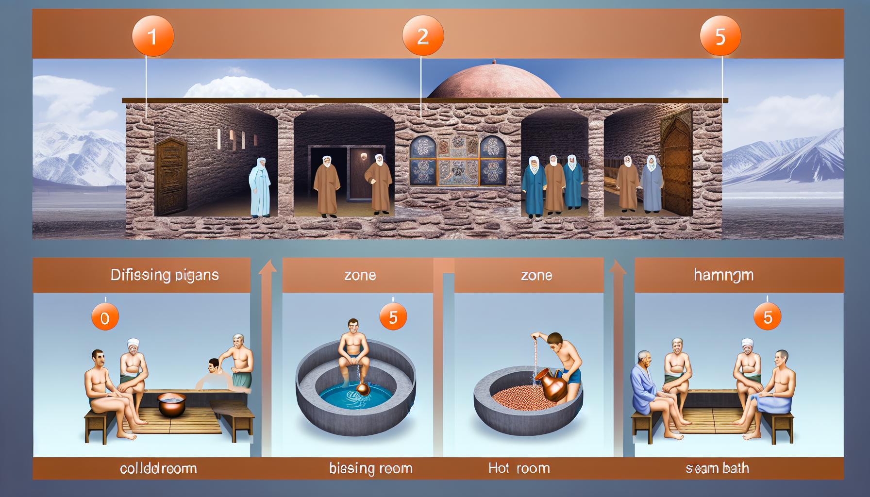 Zones dans un hammam traditionnel